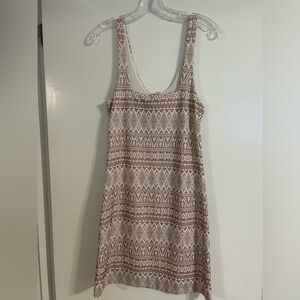 Free People fitted stretchy boho mini dress - Size Medium- dusty rose/tan/cream